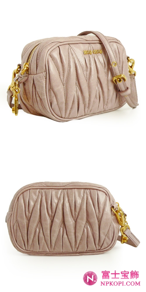 ミュウミュウ MIUMIU ショルダーポーチ/ポシェット/クラッチバッグ 2WAY プリーツレザー チェリー（MUGHETTO） 5N1559 MATELASSE/LUX